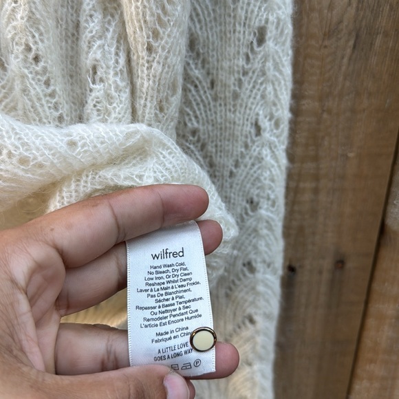 Wilfred Cream Cardigan Sweater with Lacey Knit - Picture 7 of 9